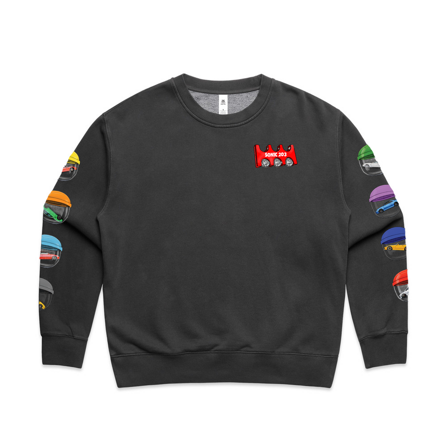 New England Motors -  Sonic 203 Gachapon Women's Faded Crewneck Sweatshirt