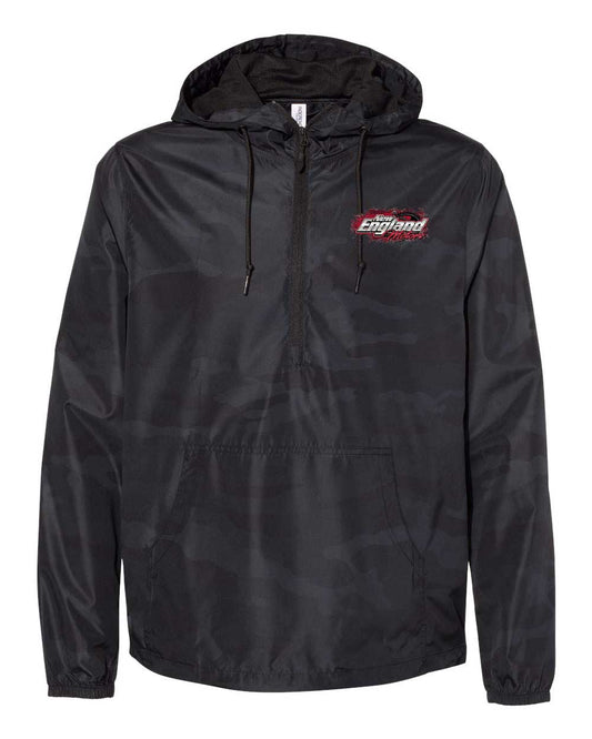 New England Motors Camo Anorak Windbreaker – Black Camo Pullover Jacket
